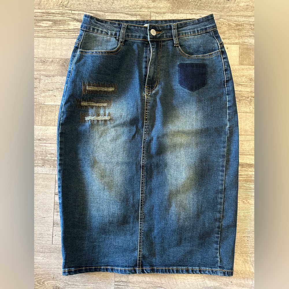 New Jade Mackenzie Modest Denim Skirt Below the Knee Size XS